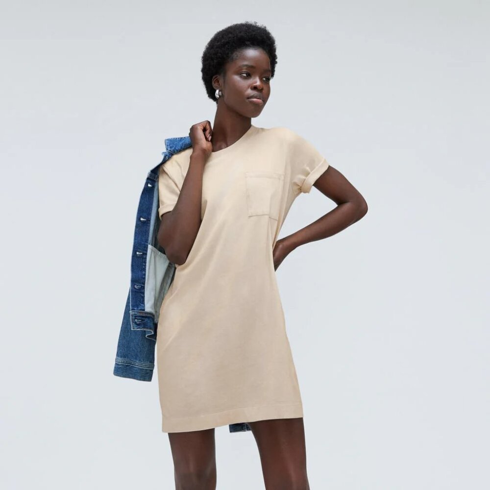 Everlane The Organic Cotton Weekend Tee Dress Brazilian Sand Small